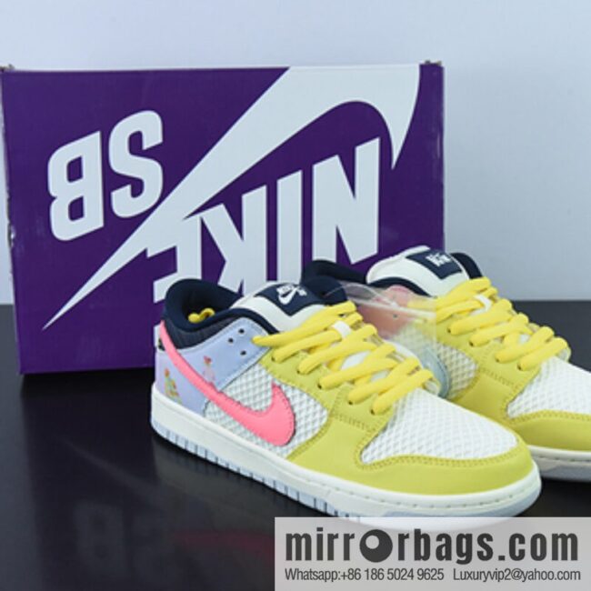 NK SB Dunk Low PRO \"Be True\" Slam Dunk Series Low Help Casual Sports Skateboard Shoes \"Yellow White Pink Rainbow\" DX5933-900