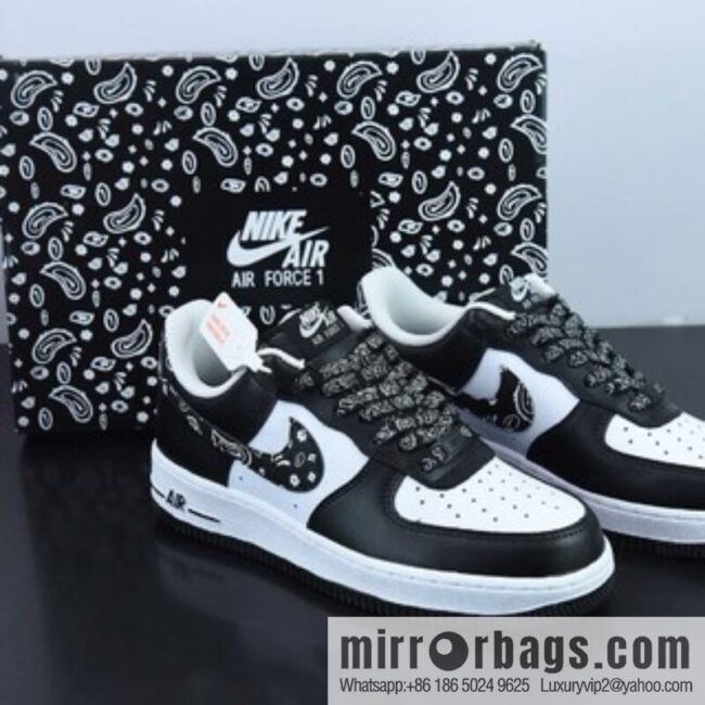 Air Force 1 \'07 Low \"Black Paisley\" Air Force One White Cashew Flower Reflective \"Low Top Casual Shoes XM6389-316