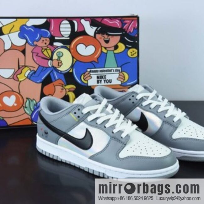 Nike By You SB Dunk Low Retro SP Dunk Series Low Help Leisure Sports Skateboard Shoes \"Dark Grey Black Color Holographic Alien\" Item Number: CV0811-020