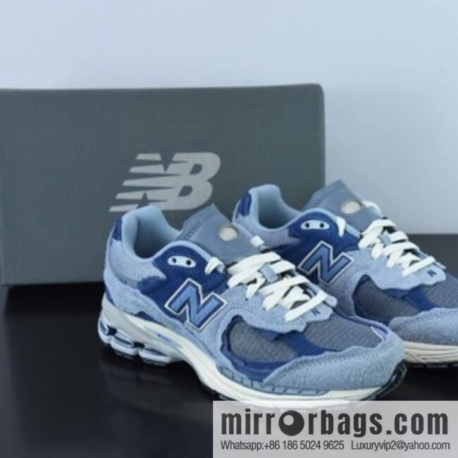 New Balance Patchwork Vintage Casual Running Shoes Men and Women Long Blue and White Blue M2002RDI Blue and White Blue