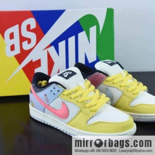 Nike Dunk Low SB low-top skate shoes/yellow and white, white, yellow and pink and blue, color matching, easter eggs, item number: DX5933-900