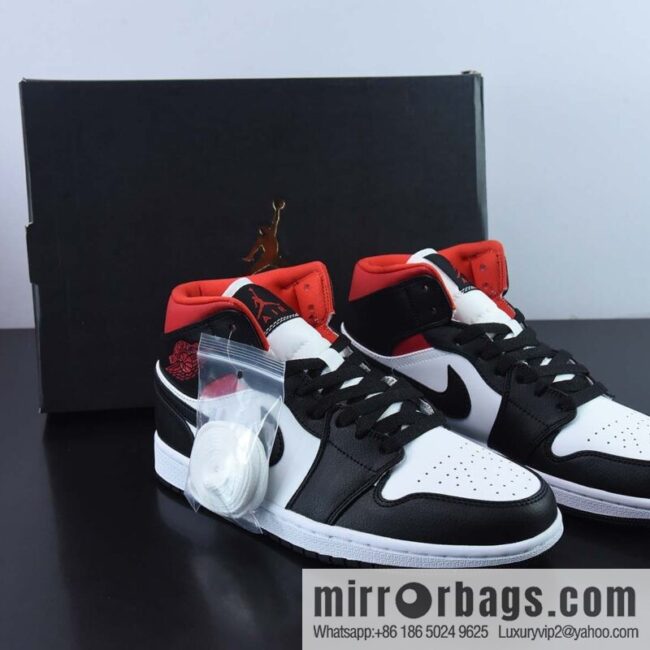 Air Jordan 1 Mid AJ1 Joe 1 prohibited from reselling black and white red, middle help basketball shoes item number: BQ6472-061