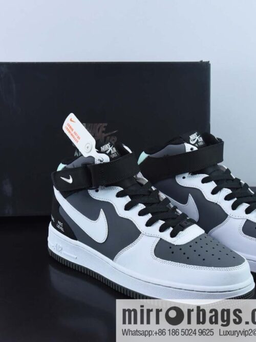 NK Air Force 1 \'07 Mid \"Camcorder\" black and white gray, camera, Air Force One mid-top casual sneakers, item number CN6863-502