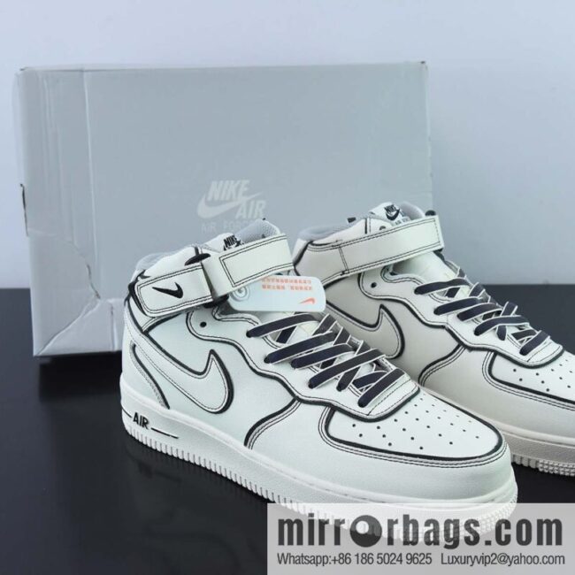 NK Air Force 1 \'07 Mid Laser Beige 3M Reflective Medium Help Casual Sports Board Shoes, Item Number: AQ2898-008