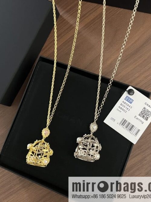New ☑️ Chanel double c colored treasure bird cage necklace sweater chain