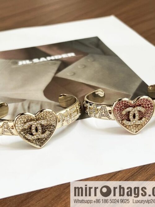 New ☑️ Chanel Double C Full Diamond Love Peach Heart Opening Bracelet