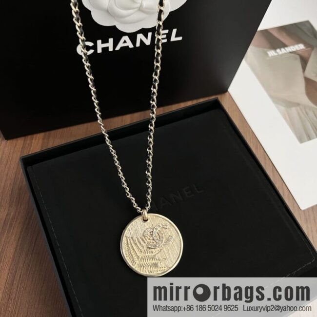 New ☑️ Chanel double c gold round wheat ear necklace sweater chain