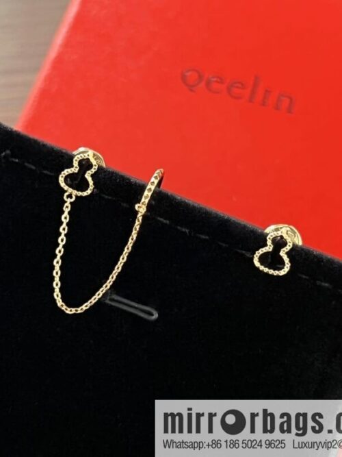 Qeelin 18 series rose gold gourd earclip earrings