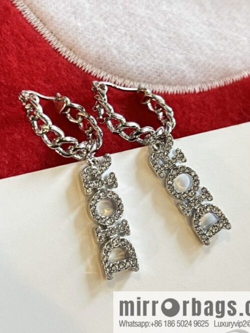 Dior silver dior letter stud earrings