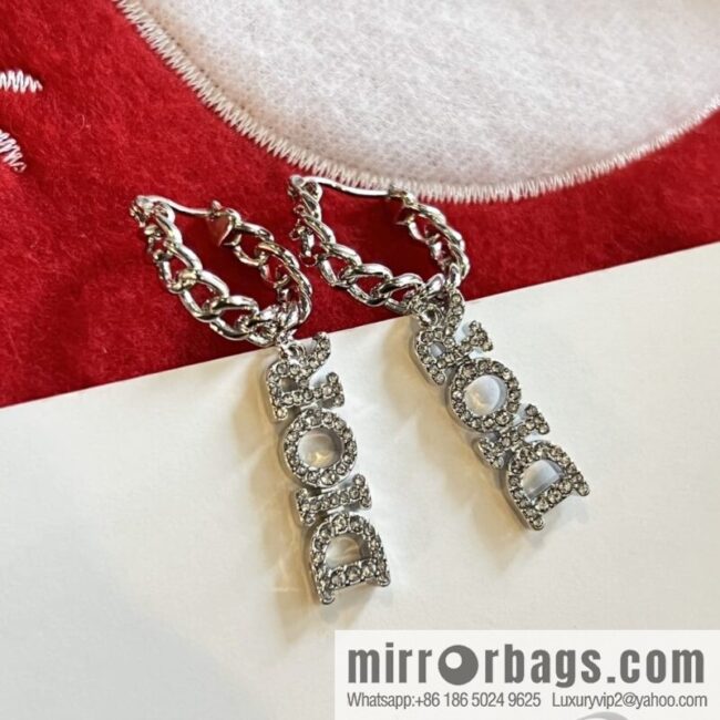 Dior silver dior letter stud earrings