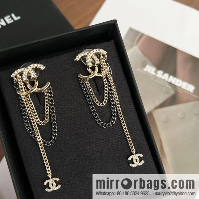 New ☑️ Chanel double c fringed stud earrings