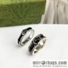 New Gucci Gucci His & Hers wide version narrow version double G black enamel ring
