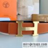 HERMES/Hermès H buckle horse drawn carriage logo men\'s 38mm waist belt
