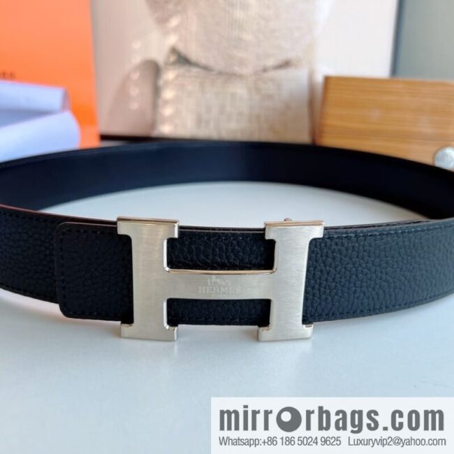 HERMES/Hermès H buckle horse drawn carriage logo men\'s 38mm waist belt