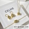 Celine gold crystal cube necklace bracelet stud earrings
