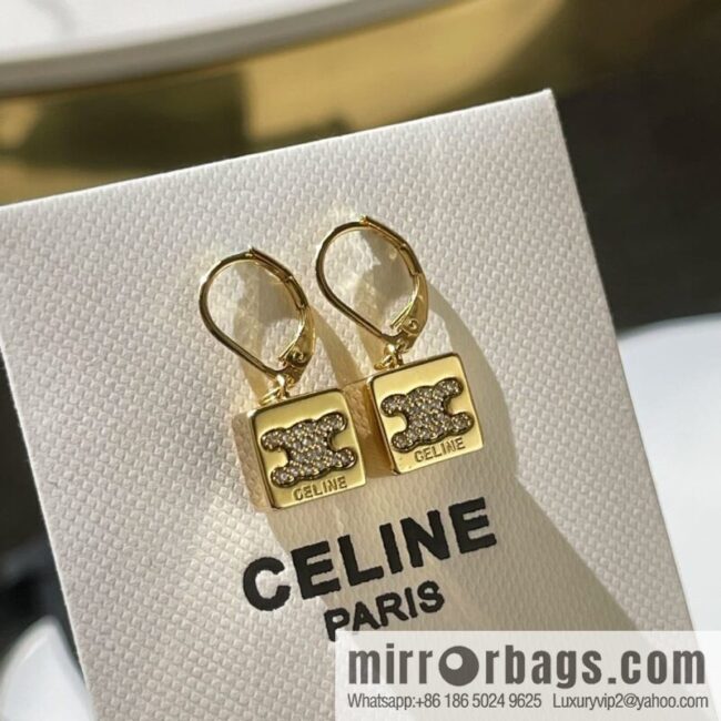 Celine gold crystal cube necklace bracelet stud earrings