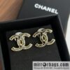 New ☑️ Chanel c1 double c white wavy black gold edge stud earrings