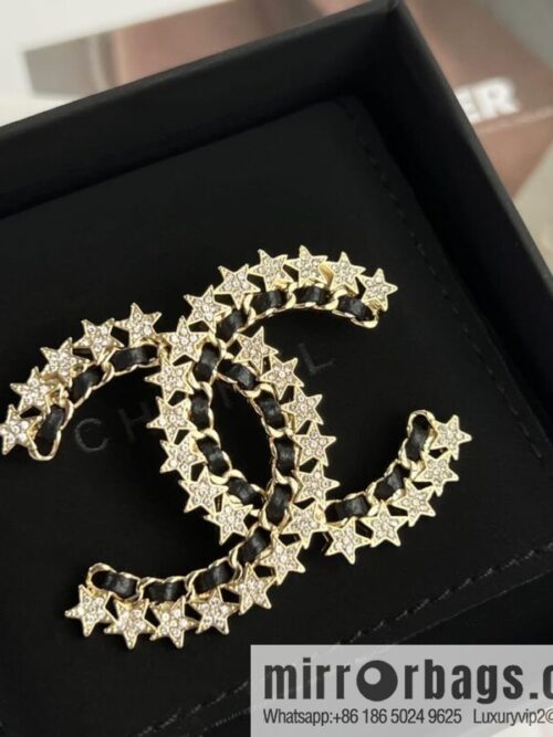 New ☑️ Chanel black leather rope pentagram star brooch