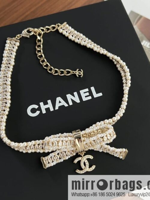 New ☑️ Chanel Double C Bow Pearl Necklace