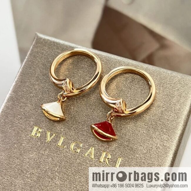 BVLGARI Bulgari classic red chalcedony white fritillary fan ring