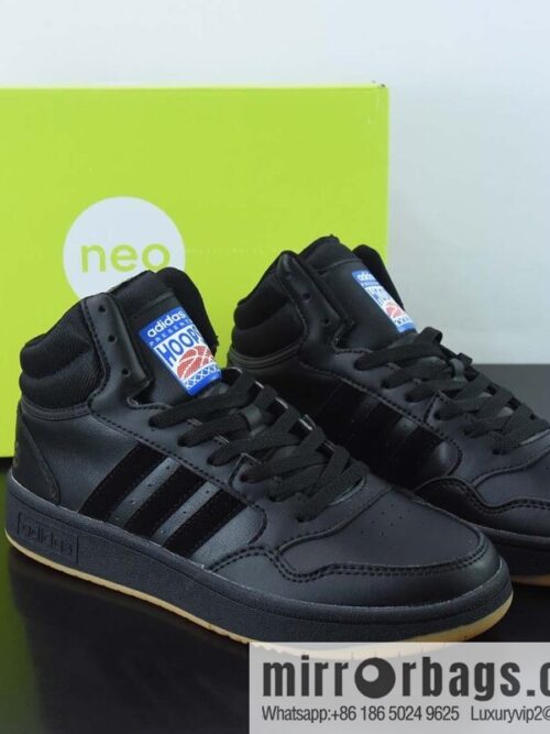 wsxc1670587924553_4-800x800qyd5ma5nkmv41589_20250718022744.jpg Adidas Neo Hoops 3.0 Mid series help Vintage basketball style casual sports shoes \"leather (fabric) black and blue raw rubber sole\" GY4745