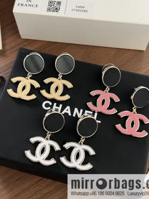 New ☑️ Chanel c2 double c black round stud earrings
