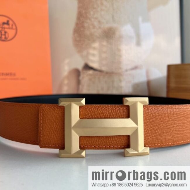 wsxc1671020974777_0-800x8003d0tzu2wgym41424_20250718022544.jpg HERMES Hermès with thin H rhombus metal buckle men\'s 3.8cm waist belt