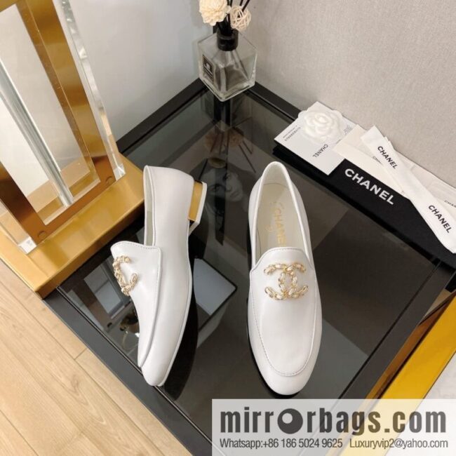 Chanell Chanel Xiaoxiang, new, leather double C buckle loafers/half slippers