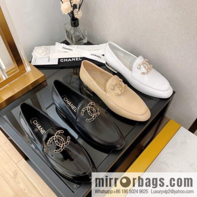 Chanell Chanel Xiaoxiang, new, leather double C buckle loafers/half slippers