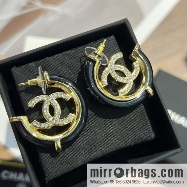 New ☑️ Chanel c1 double c full diamond stud earrings