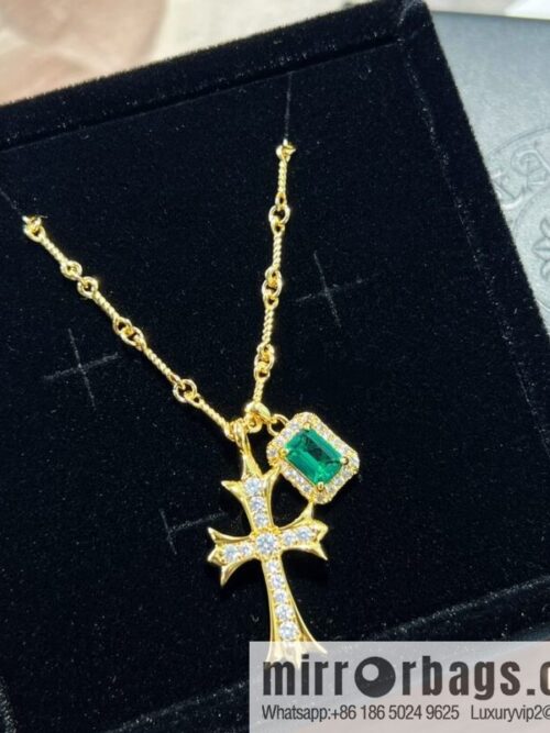 Classic hit, Croxin gold cross emerald necklace