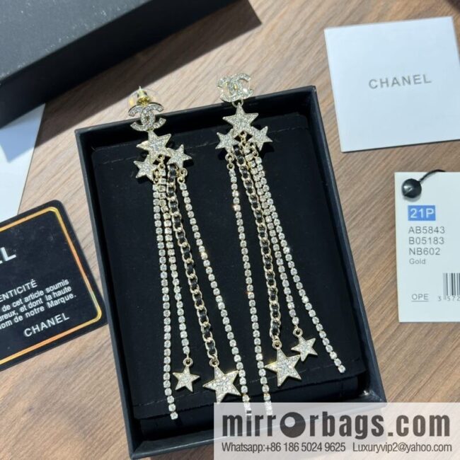 New ☑️ Chanel double c star pentagram tassel earrings