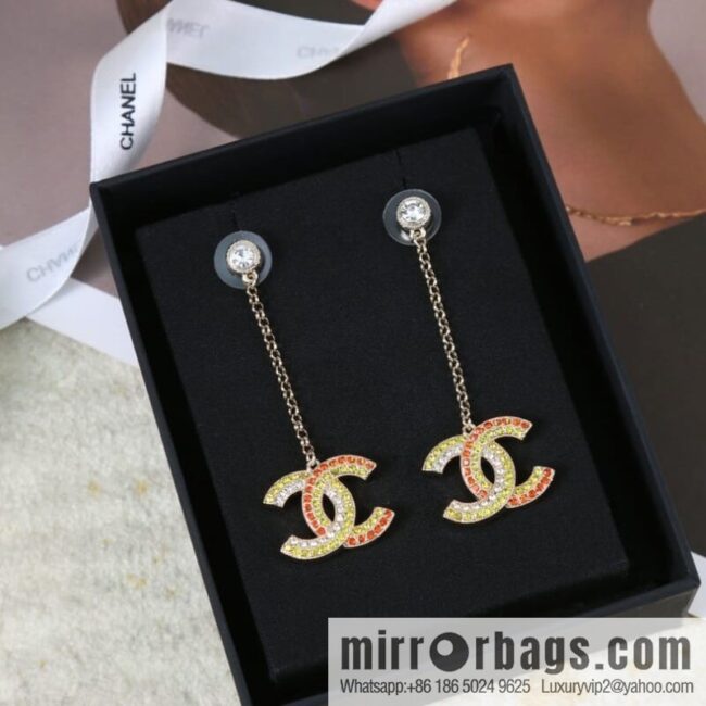 New ☑️ Chanel c2 double c colored diamond stud earrings