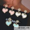 New ☑️ Chanel c2 double c peach heart love stud earrings