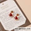 BVLGARI Bulgari classic red chalcedony white fritillary fan necklace stud earrings