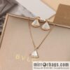 BVLGARI Bulgari classic red chalcedony white fritillary fan necklace stud earrings
