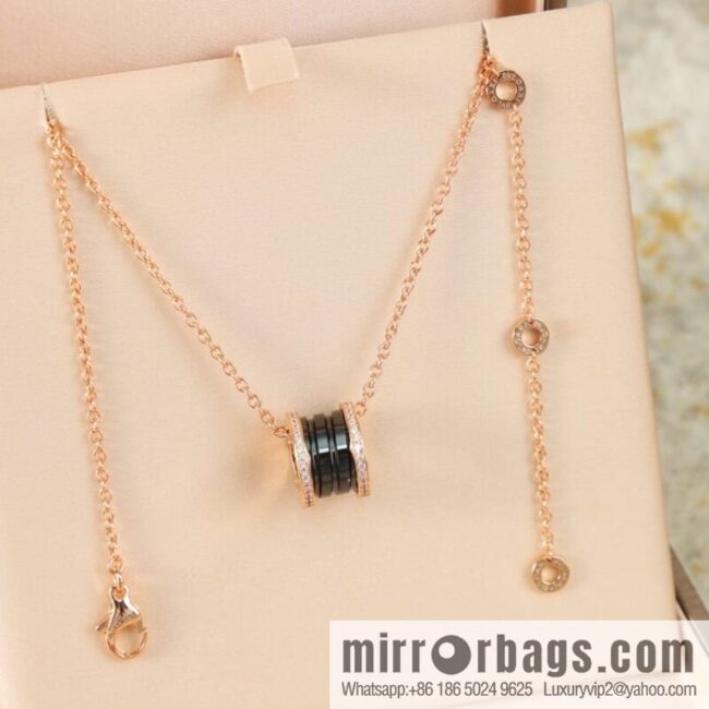 BVLGARI Bulgari black and white ceramic necklace with diamonds