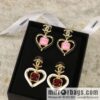 New ☑️ Chanel c2 double c peach heart love stud earrings