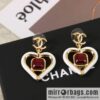 New ☑️ Chanel c2 double c peach heart love stud earrings