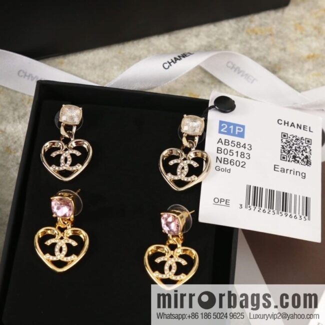 New ☑️ Chanel c2 peach heart love stud earrings