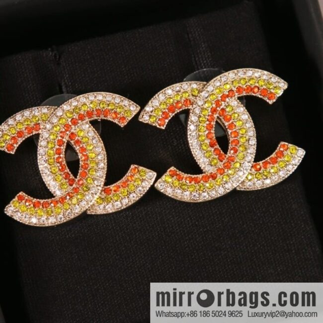 New ☑️ Chanel c1 double c colored diamond stud earrings