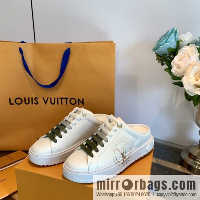 LV/Louis Vuitton 1v donkey brand | thick bottom gradual change half drag white shoes