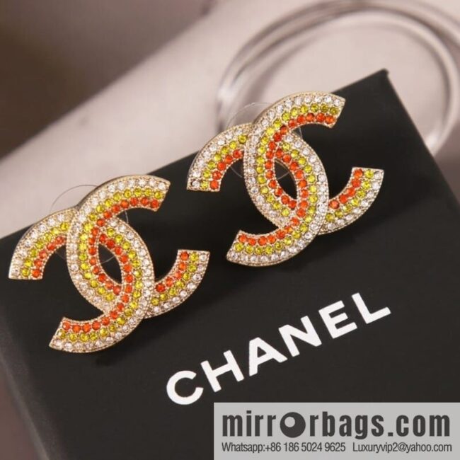 New ☑️ Chanel c1 double c colored diamond stud earrings