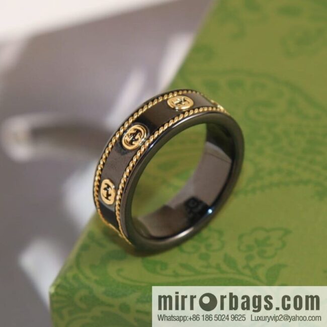 New Gucci gucci double G black and white ceramic ring