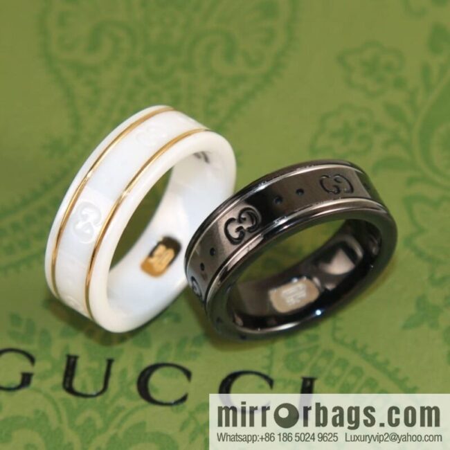 New Gucci gucci double G black and white ceramic ring