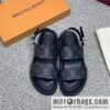 LV/Louis Vuitton features classic PVC men\'s sandals with black outsoles
