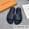 LV/Louis Vuitton features classic PVC men\'s sandals with black outsoles