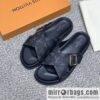 LV/Louis Vuitton features classic PVC men\'s sandals with black outsoles