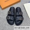 LV/Louis Vuitton features classic PVC men\'s sandals with black outsoles