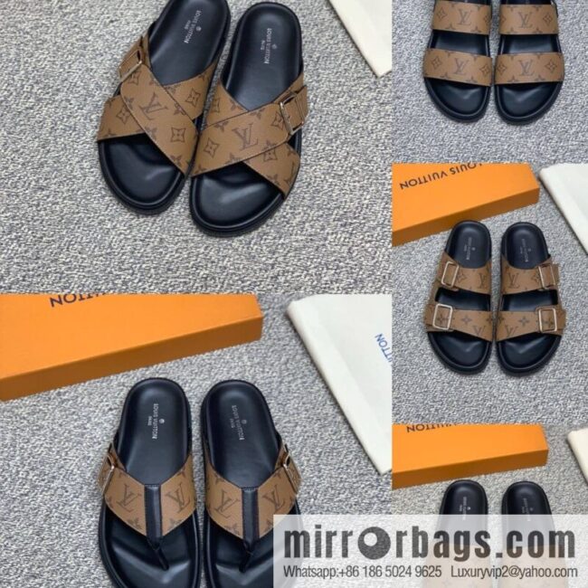 LV/Louis Vuitton features classic PVC men\'s sneakers with black outsoles